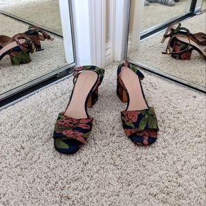 Block Heel, Floral Sandal
